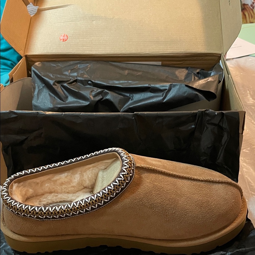 UGG Tan Suede Slippers with Plush Lining
